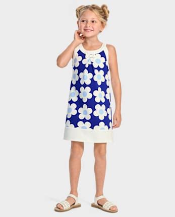 Girls Sleeveless Floral Halter Shift Dress - Blue Belle - BLUE | Gymboree