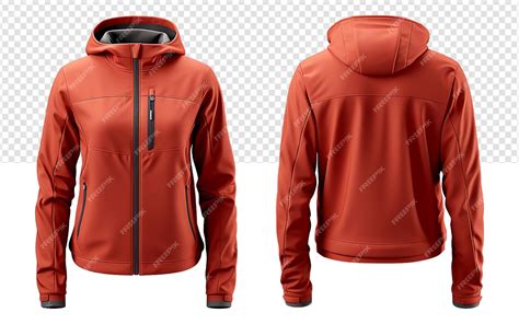 Red women jacket template with front and back view isolated on ...