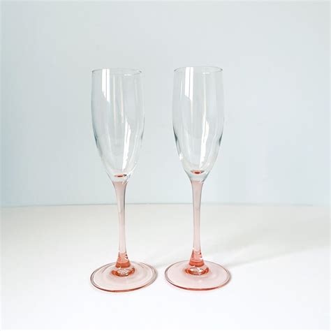 Vintage French Luminarc Pink Champagne Flutes Set of 2 La Flute Rosee ...