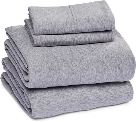EnvioHome Jersey Knit Queen Bed Sheets – Heather Grey, 4 Piece All ...
