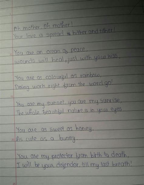 Poem on mother using rhyming words and scheme personification simile ...
