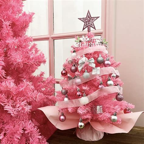 Pink Christmas Tree Christmas Tree With Pink Ornaments Art Print