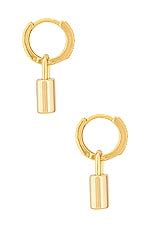 Natalie B Jewelry Leni Padlock Huggy Hoops Earring in Gold | REVOLVE