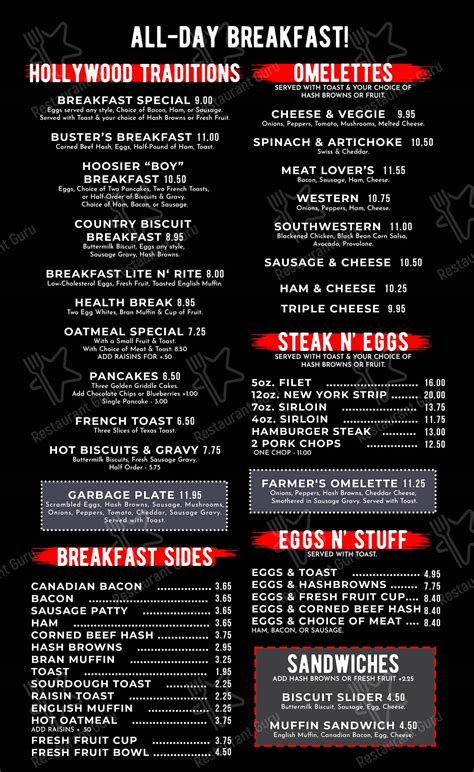 Menu at Don Hall's Hollywood Drive-In restaurant, Fort Wayne