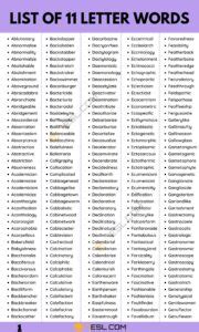 1800+ Useful 11 Letter Words from A-Z in English • 7ESL