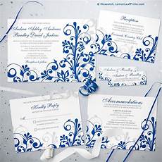 Royal Blue And White Wedding Invitations by Royal Blue Bold Floral Wedding Invitation Set Royal Blue Royal Blue And White Wedding Invitations