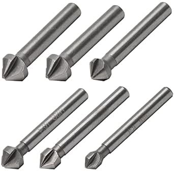 Aracombie 6 Pack 3 Flute 90 Degree Countersink Drill Bit Set, HSS ...