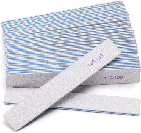 Amazon.com : 25 Pieces Rectangle Nail Files 100/100 Grit, Reusable Nail Buffers Double Sided ...