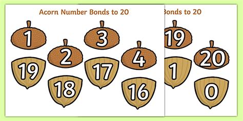 Autumn Acorn Number Bonds to 20