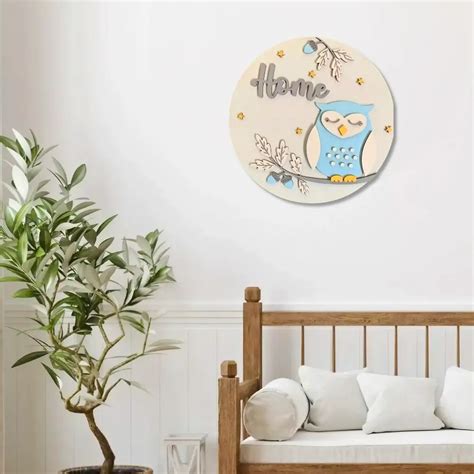 Owl Blue Gray Theme Wooden Kid's Nameplate – ClassyArtZ.com