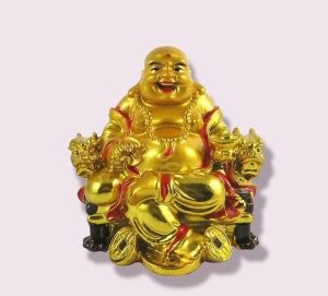 VROO Laughing Buddha Sitting on Luck Money Coins carrying Golden ...