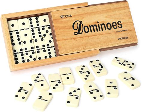 Amazon.com: HIBONIA Dominoes Set-28 Piece Double 6 Ivory Domino Tiles ...