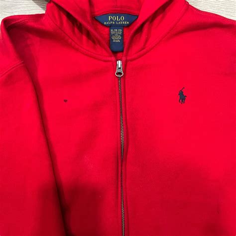 Polo Ralph Lauren red zip up hoodie - Depop