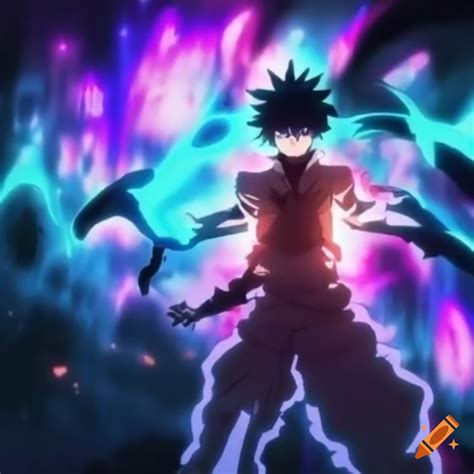 Anime protagonist performing epic transformation with energy aura on ...