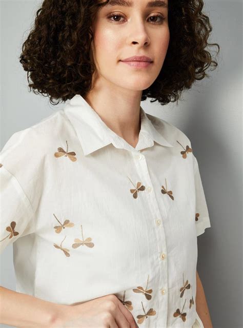 Buy Women Embroidered Crop Shirt Online at just Rs. 599.0 ...