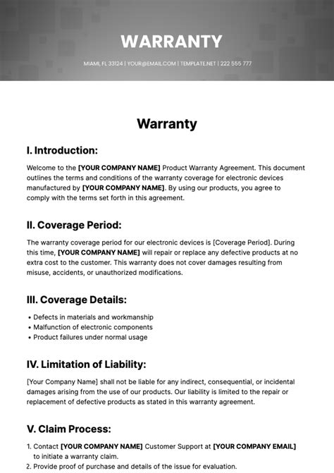 FREE Warranty Templates - Edit Online & Download | Template.net