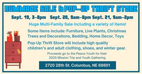 Peace Rummage Sale & Pop-Up Thrift Store, 2720 28th St, Columbus, NE ...