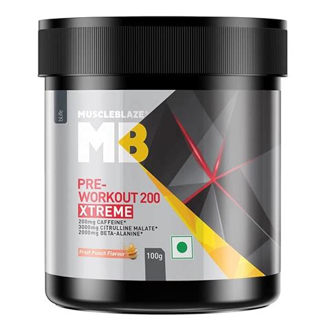 MuscleBlaze Pre Workout (Fruit Punch, Pack of 100 g powder, 15 Servings ...