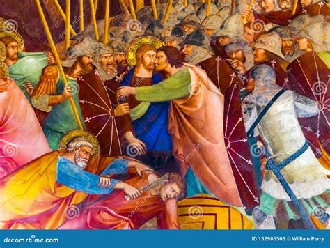 Judas Kiss Jesus Fresco Church San Gimignano Tuscany Italy Editorial ...