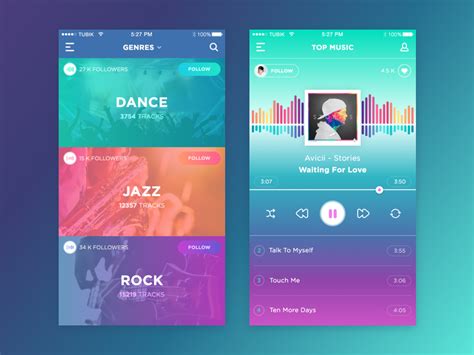 音乐App界面设计模板 Music Mobile App – 设计小咖