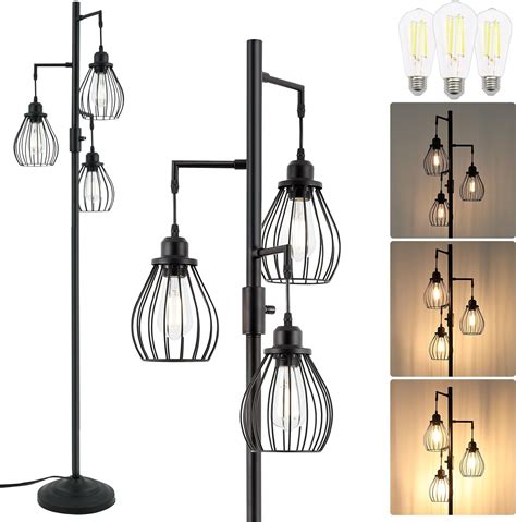 DYLBRIHOM 68.5” Dimmable Floor Lamp, Industrial Farmhouse Floor Lamps ...