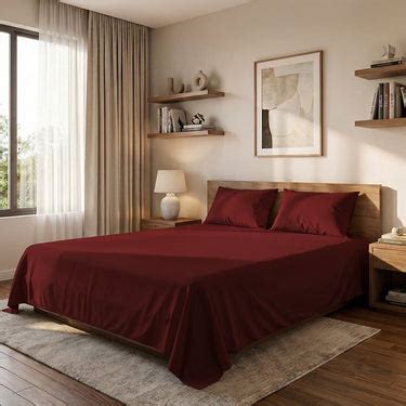 Burgundy Cotton Flat Bedsheet – Modern, Soft & Effortlessly Stylish ...
