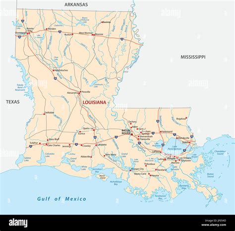 louisiana road map Stock Vector Image & Art - Alamy