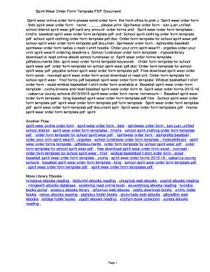 Fillable Online pipca Spirit Wear Order Form Template PDF ...