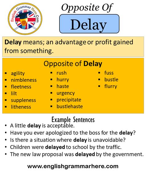 Opposite Of Delay, Antonyms of Delay, Meaning and Example Sentences ...