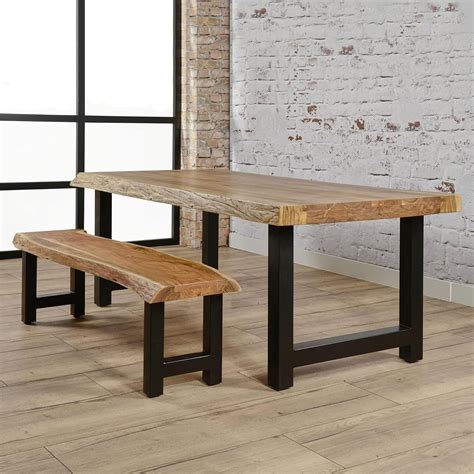 THE KASHTH Solid Wood Metal Dining Table Only 200 cm : Amazon.in: Home ...
