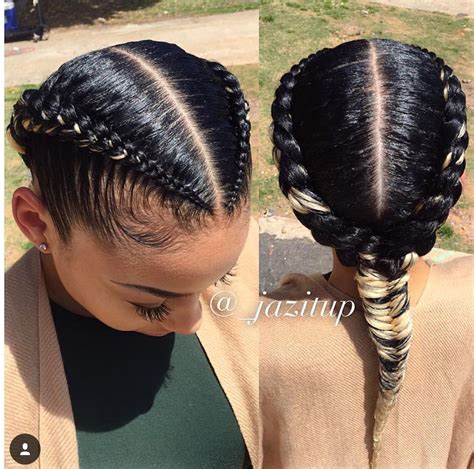 Two goddess braids with fishtail | Braids for black hair, Natural hair ...