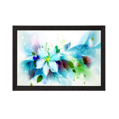 Blue Floral Satin Matt Texture UV Art Painting - eCraftIndia Online