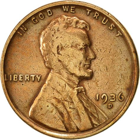 One Cent 1936 Wheat Penny, Coin from United States - Online Coin Club