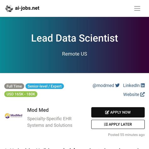 [HIRING][USD 165K - 180K] Lead Data Scientist - Remote US : r/BigDataJobs