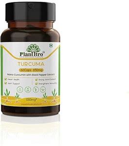 PlantBro Turcuma Nanu Curcumin with Black Paper Extract 60 Capsules ...