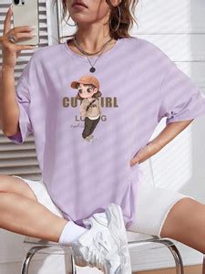 Calm Down Printed Women Round Neck Purple T-Shirt - Buy Calm Down ...