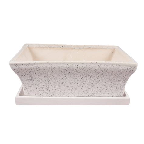 Lasaki Rectangle Ceramic Pots with Wooden Tray Plate Ceramic Pots for ...