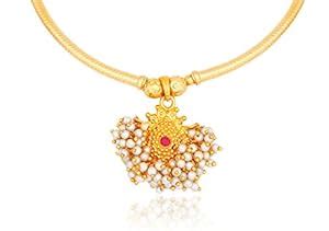 Buy MEENAZ Traditional Jewellery Ethnic Pearl Moti Beads Ruby Pink Gold ...