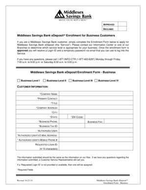 Middlesex Savings Bank EDepositSM Enrollment For Business - Fill and ...