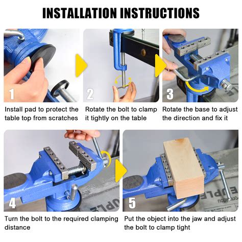 Bench Vise with Clamp Post Universal 3 Inch Bench Clamps 360° Swivel ...