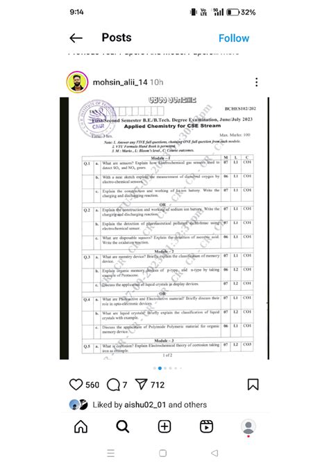 Applied Chemistry for CSE - Semester Exam 2023 (CMR) - Studocu