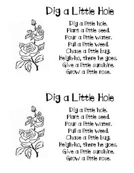 Dig a Little Hole Poem by Parentela's Playhouse | TPT