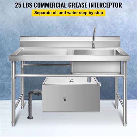 VEVOR Commercial Grease Interceptor, 13GPM Commercial Grease Trap, 25LB ...