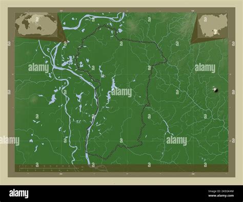 Prey Veng, province of Cambodia. Elevation map colored in wiki style with lakes and rivers ...