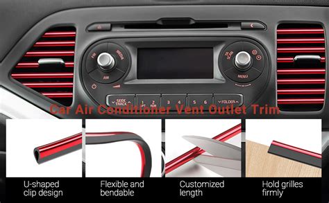WEMOL 20 Pieces Red Universal Car AC Vent Outlet Decoration Strip ...