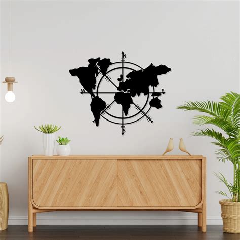 Artrooms World Map Metal Wall Art - Wall Decoration | Wall Hanging (24 ...