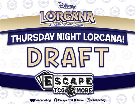 Lorcana Thursday Night Draft!, Escape TCG & More, Liberty, 4 April 2024 ...