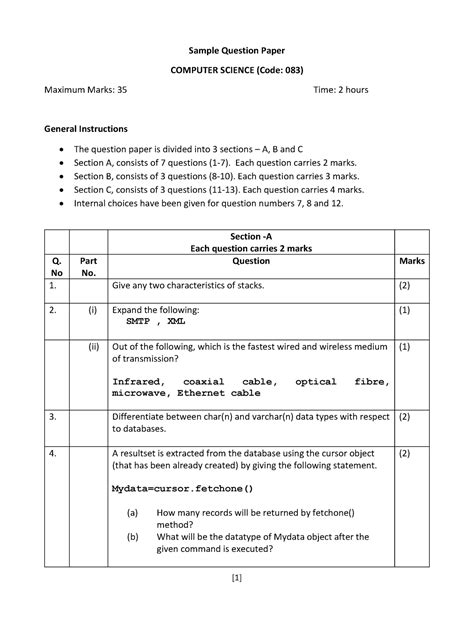 Computer Science-SQP Term2 - Sample Question Paper COMPUTER SCIENCE ...