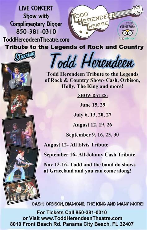 Todd Herendeen Tribute to the Legends of Rock and Country, Todd ...