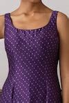 Buy Purple Chanderi Silk, Tissue Embroidery Round Neck Bandhani Print ...
